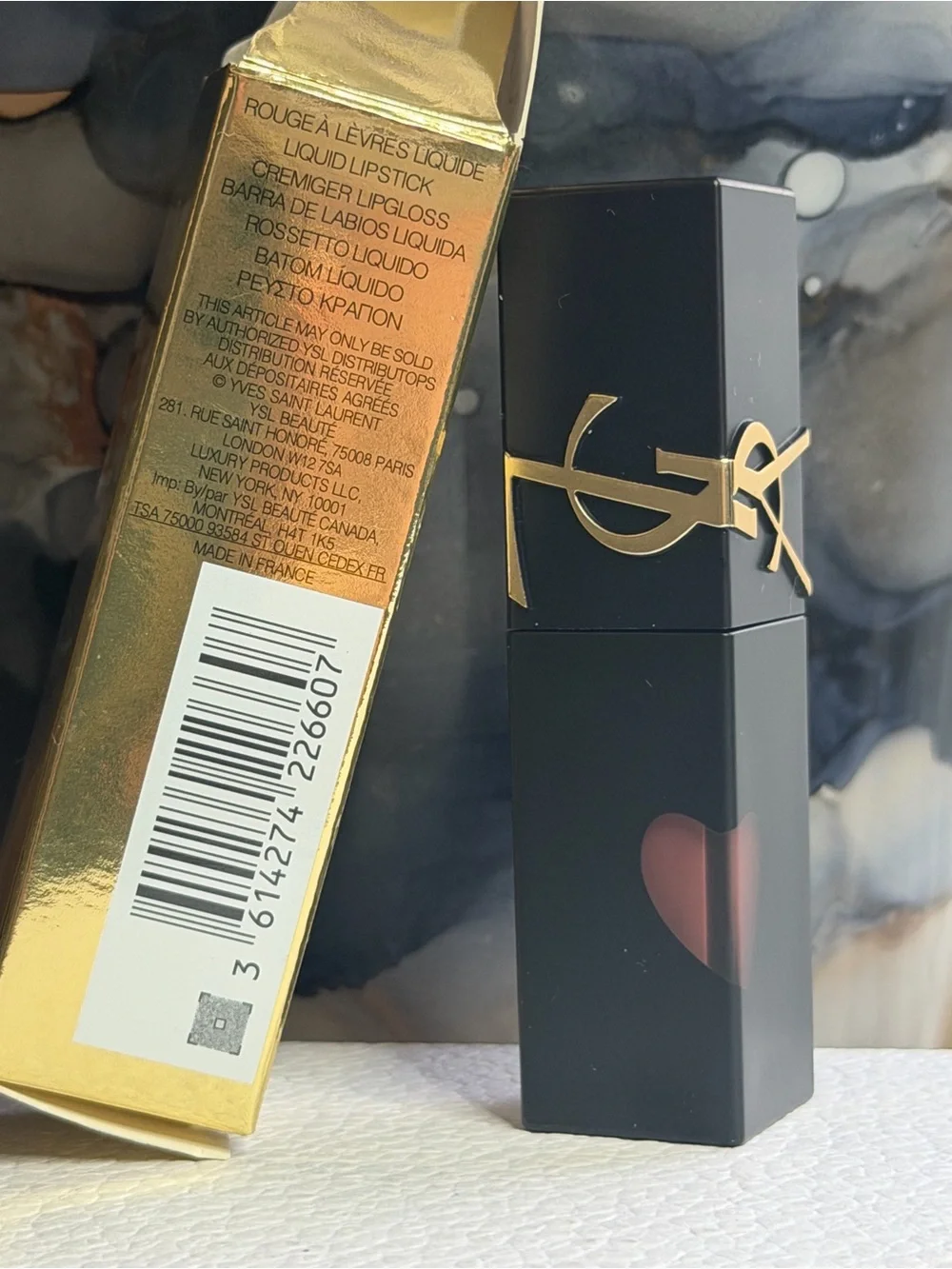 Yves Saint Laurent Matte Lip Stain in Brown-Pink with Gold Accents